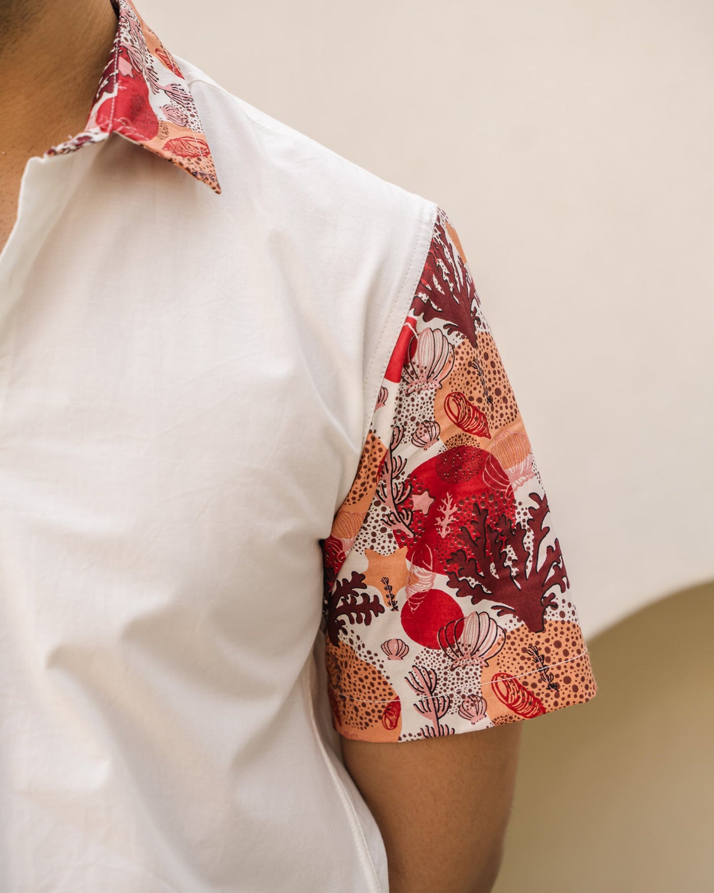 Ocean Life Side Patch Merlot Cotton Shirt
