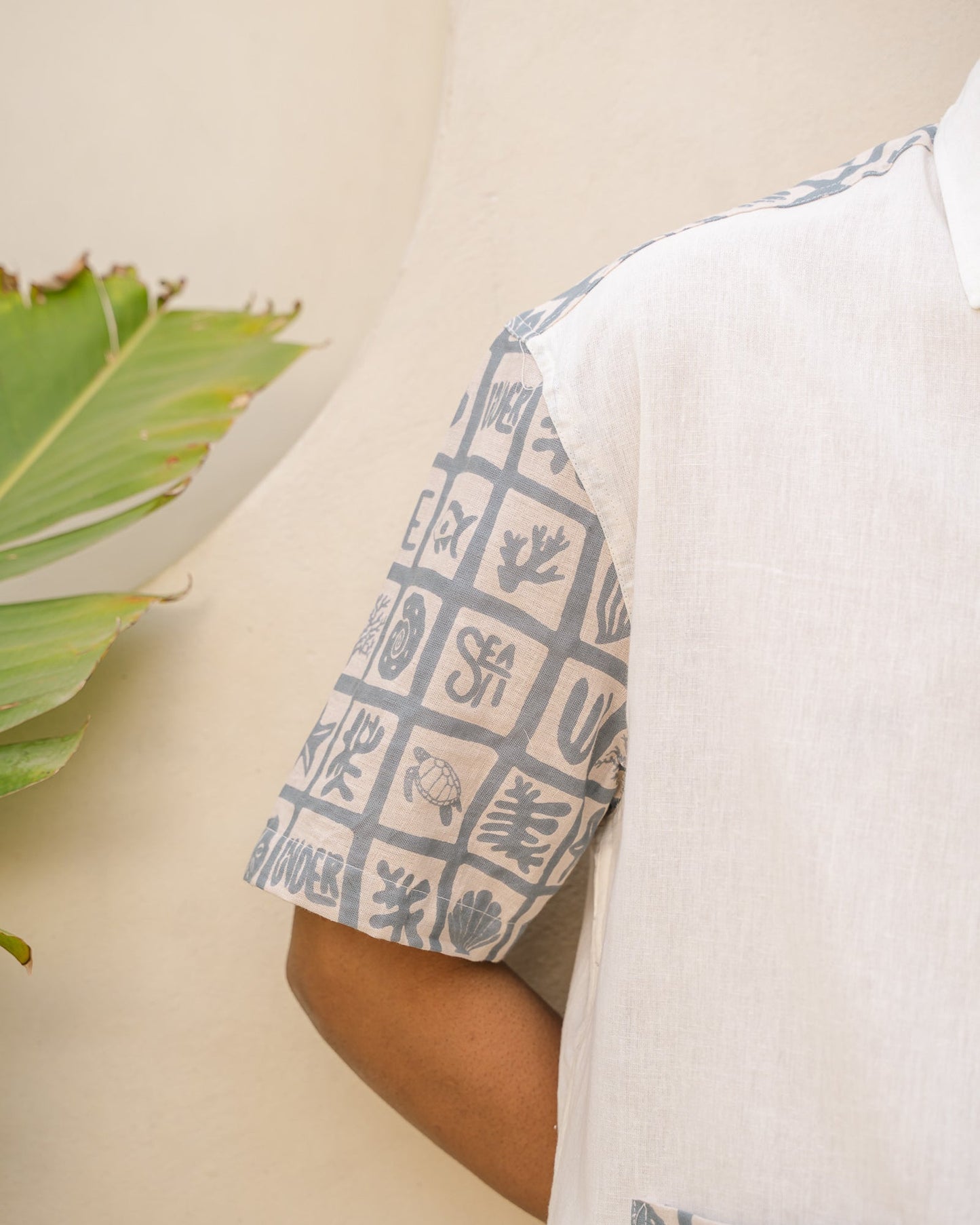 Aqua Block Ink Oversize Linen Shirt