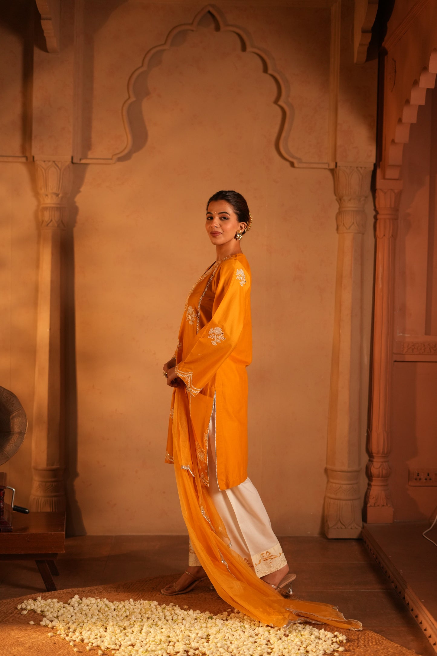 Yellow Lawn Embroidered Kurta Set With Dupatta