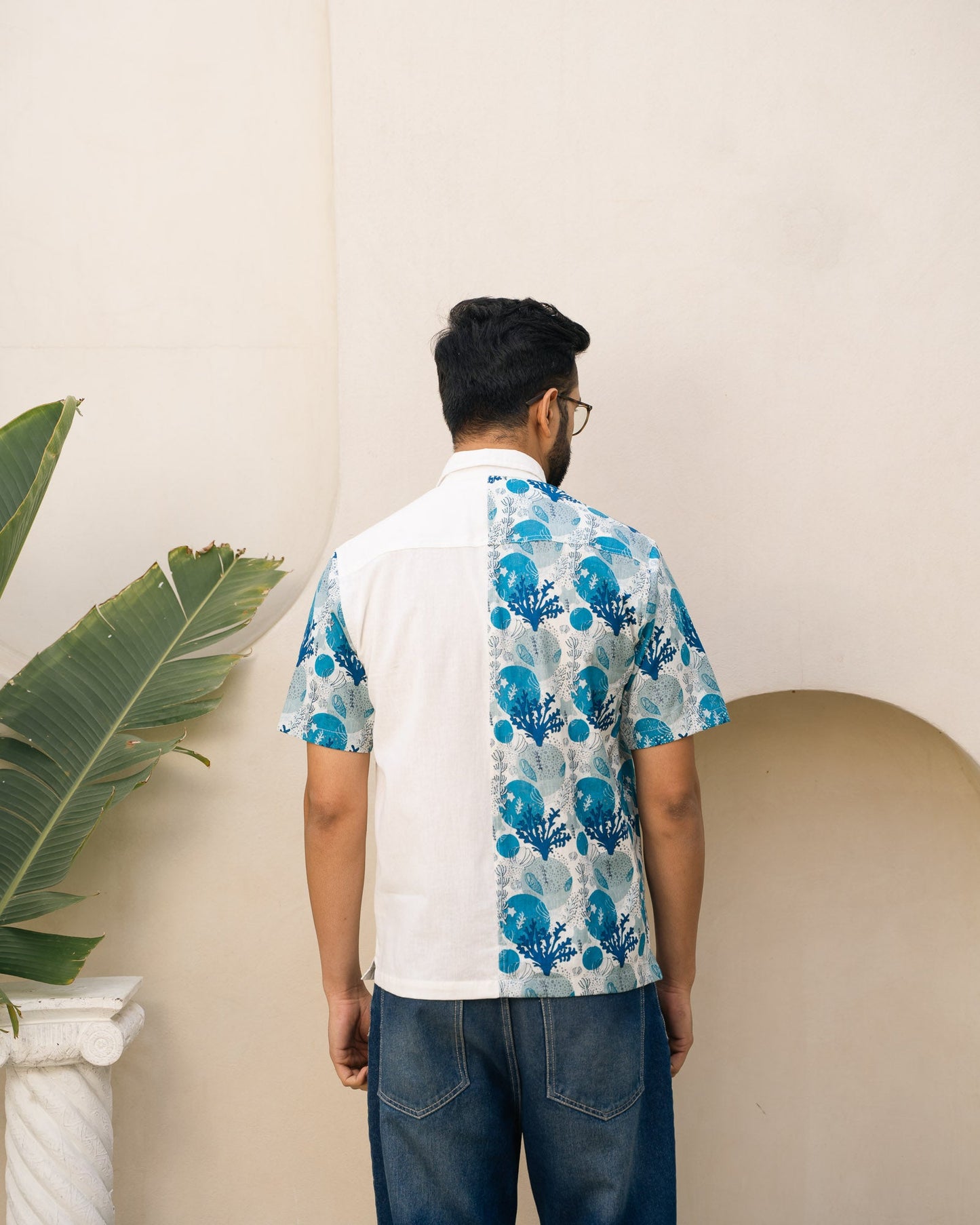 Ocean Life Half and Half Turkish Linen shirt