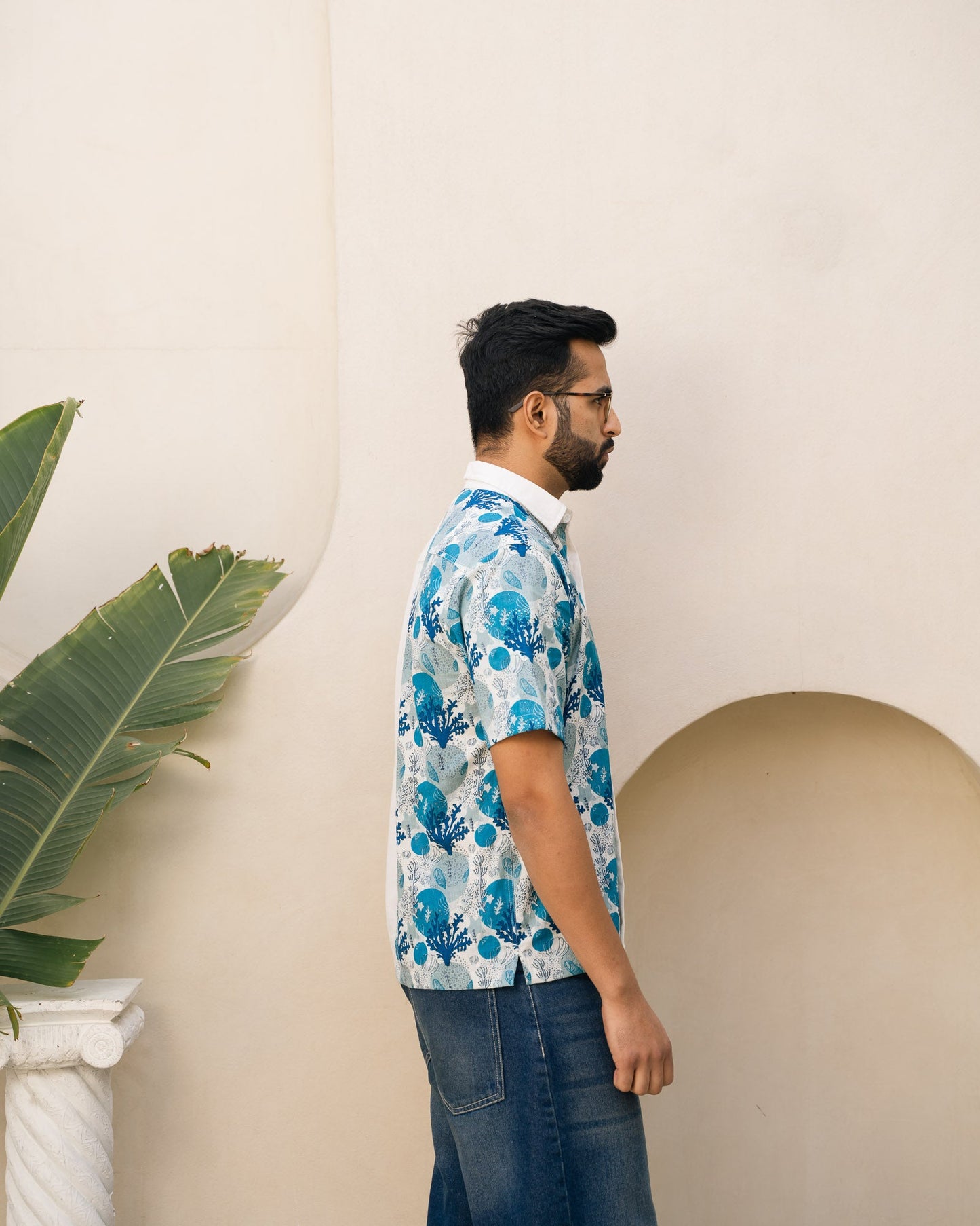 Ocean Life Half and Half Turkish Linen shirt