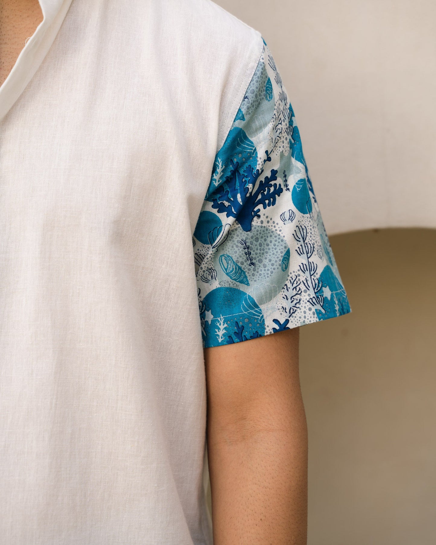Ocean Life Half and Half Turkish Linen shirt