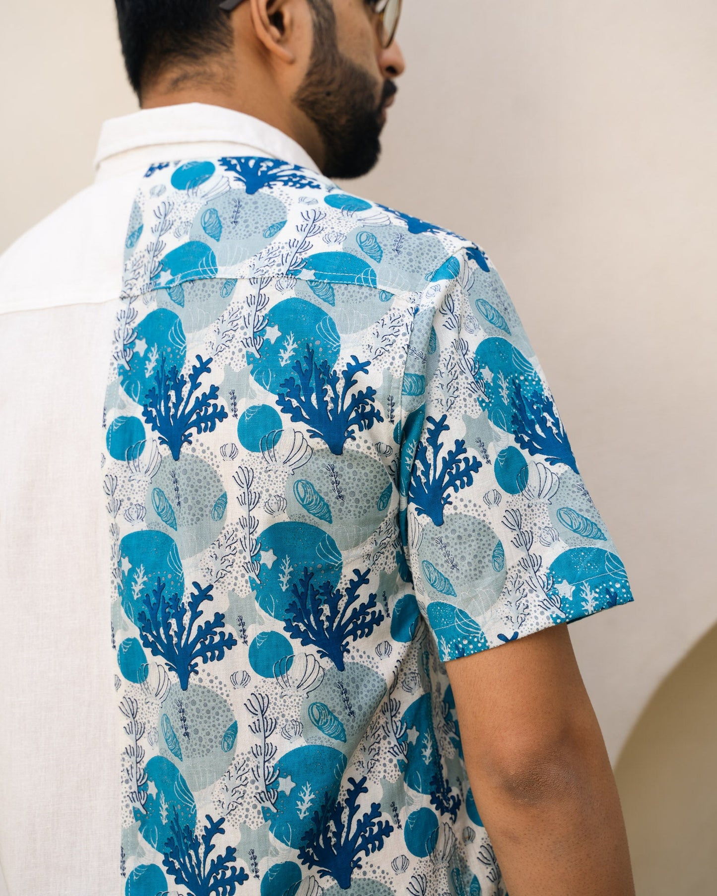 Ocean Life Half and Half Turkish Linen shirt