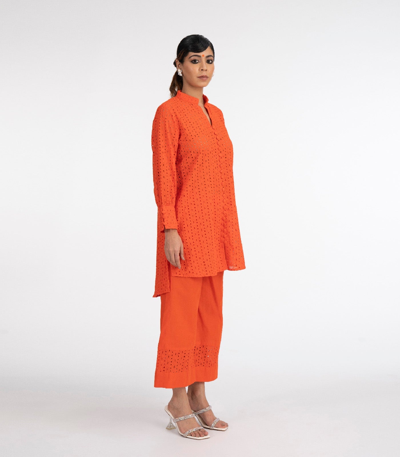 Orange Chikankari co-ord set