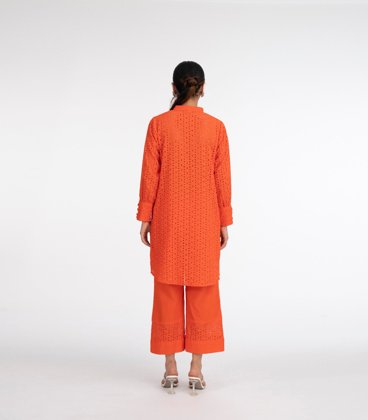 Orange Chikankari co-ord set