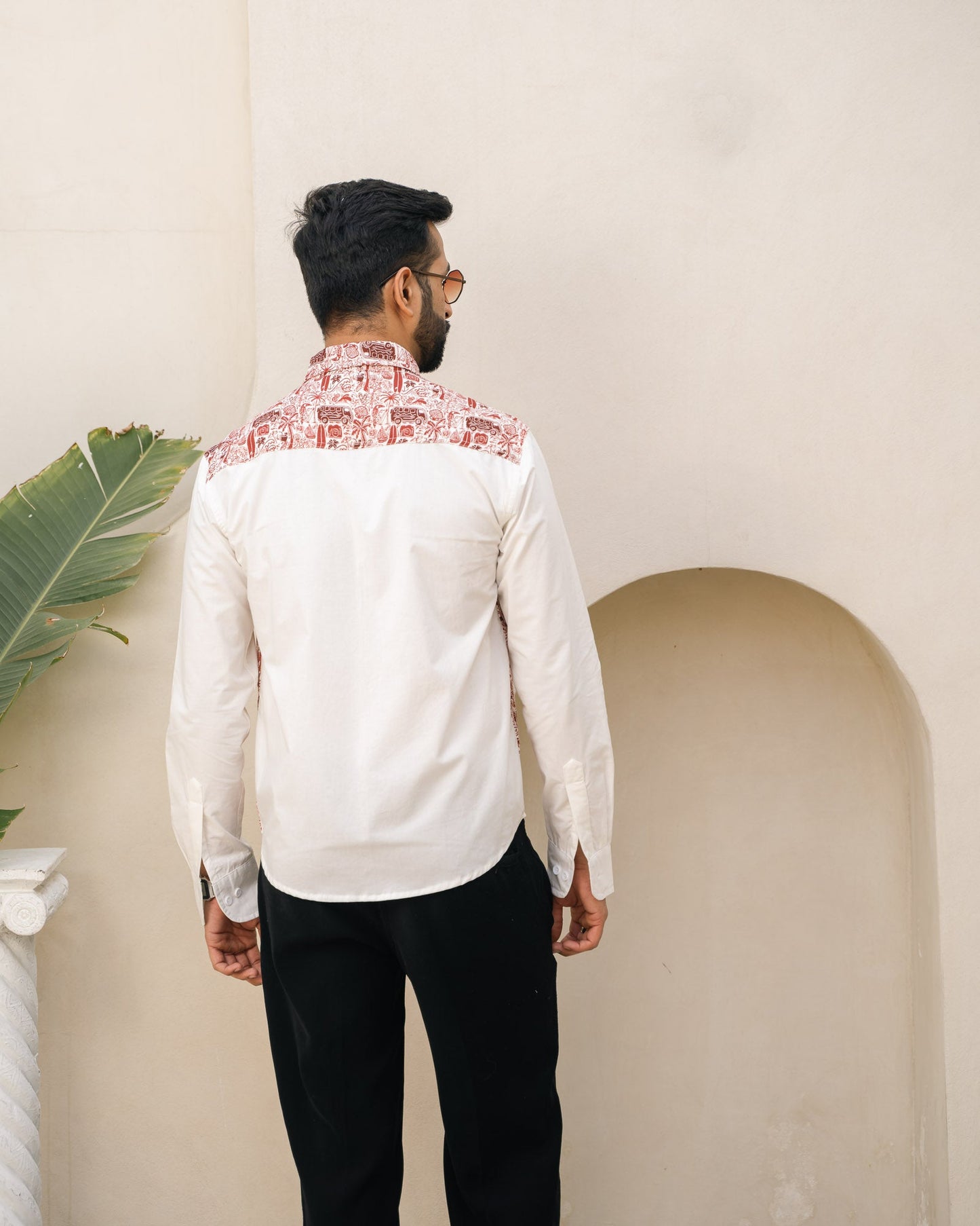 Beach Doodle Merlot Wheel Full Sleeves Linen Shirt