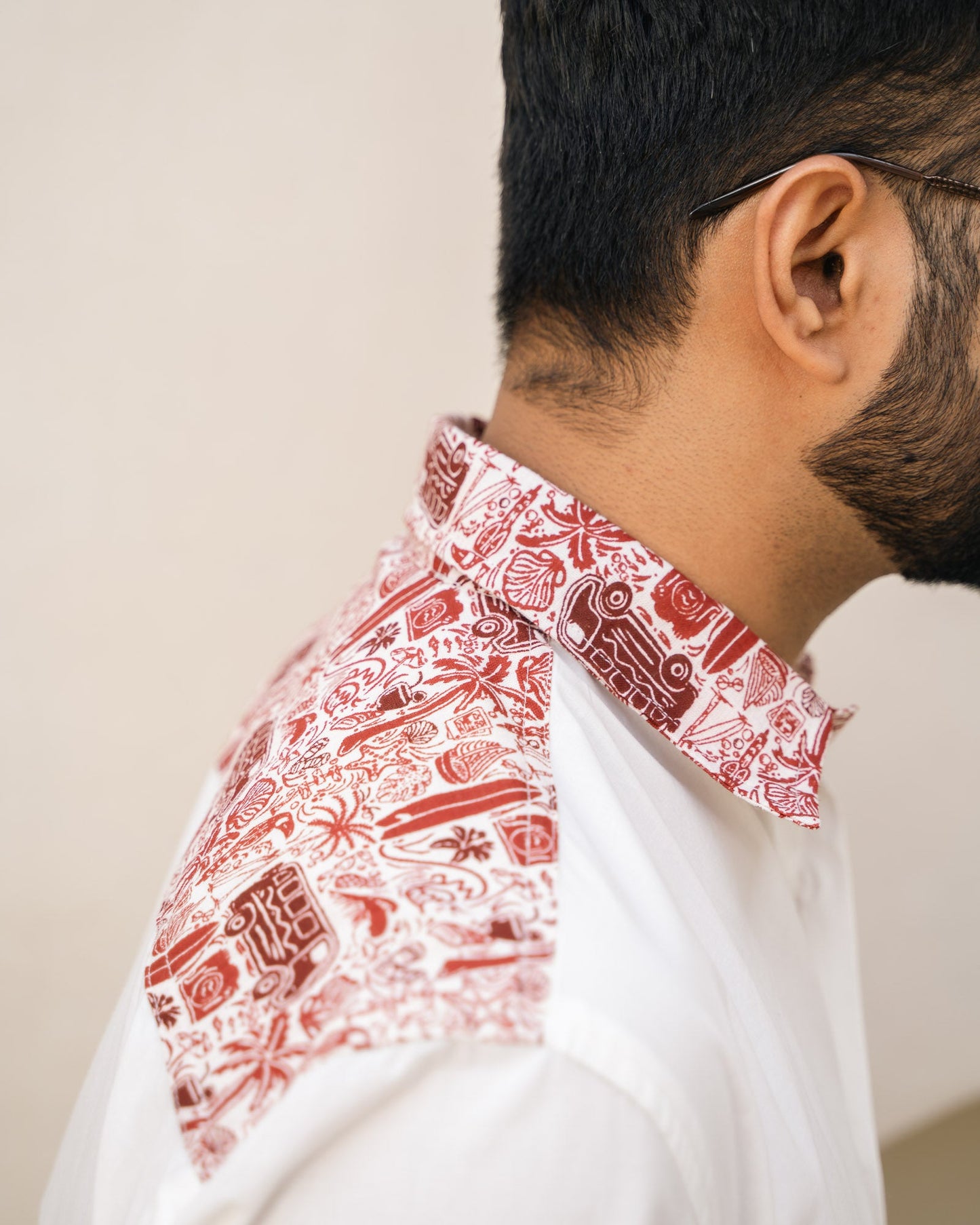 Beach Doodle Merlot Wheel Full Sleeves Linen Shirt