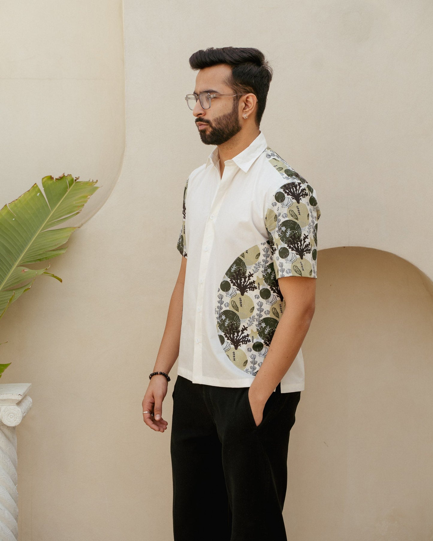 Ocean Life Olive Wheel Cotton Shirt