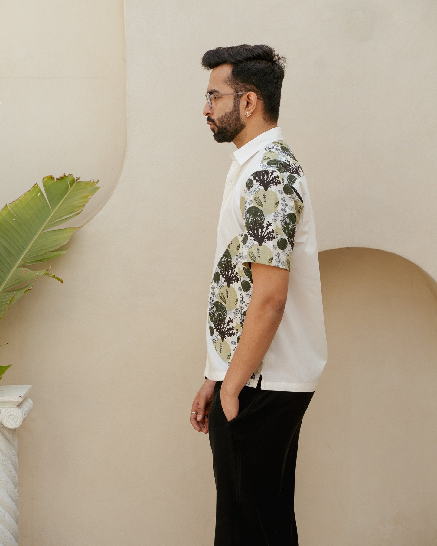 Ocean Life Olive Wheel Cotton Shirt