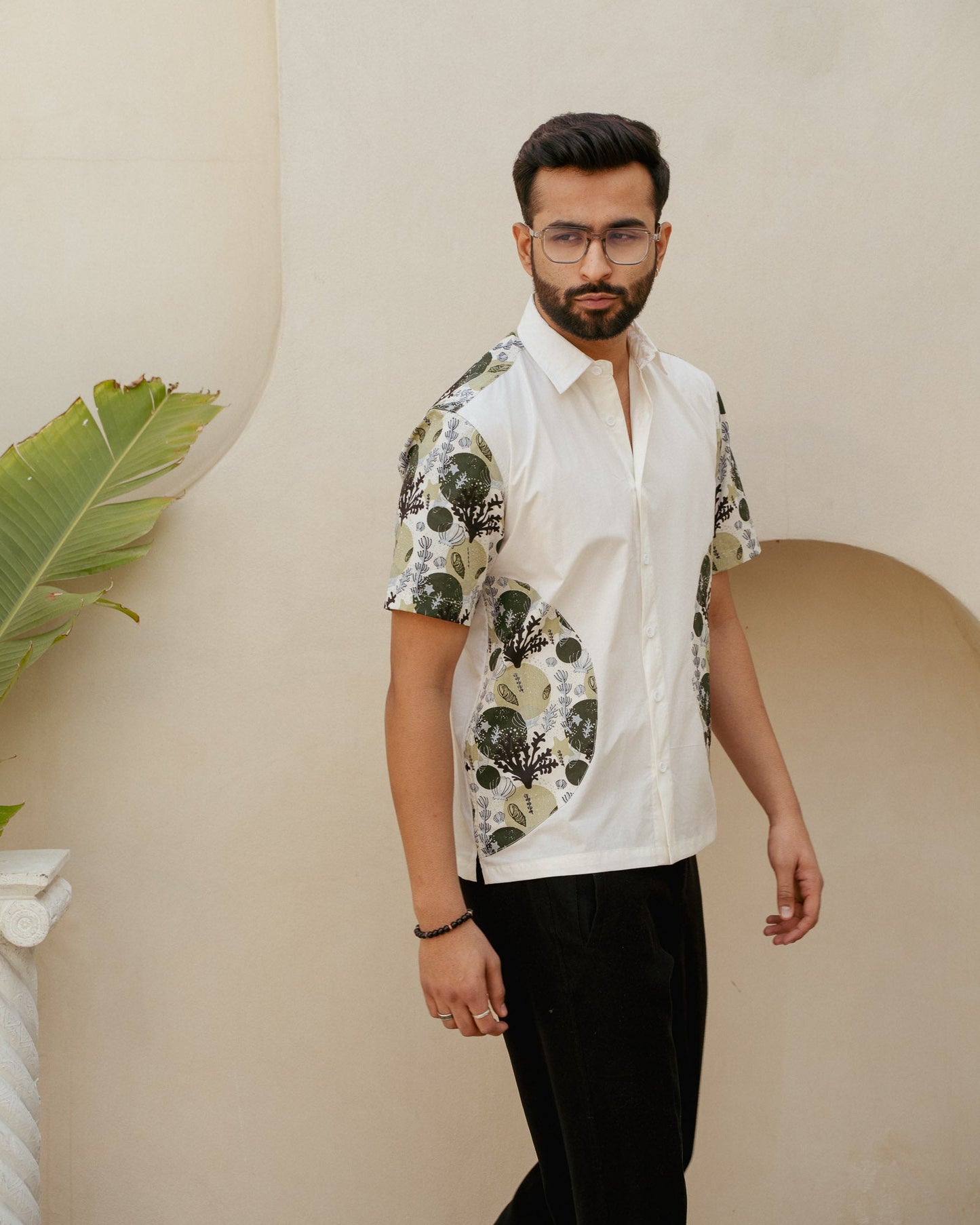 Ocean Life Olive Wheel Cotton Shirt
