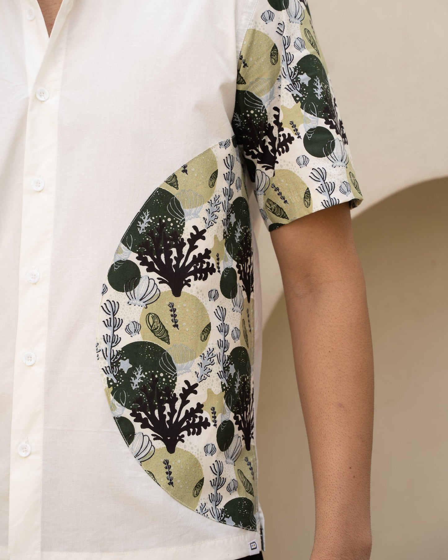 Ocean Life Olive Wheel Cotton Shirt