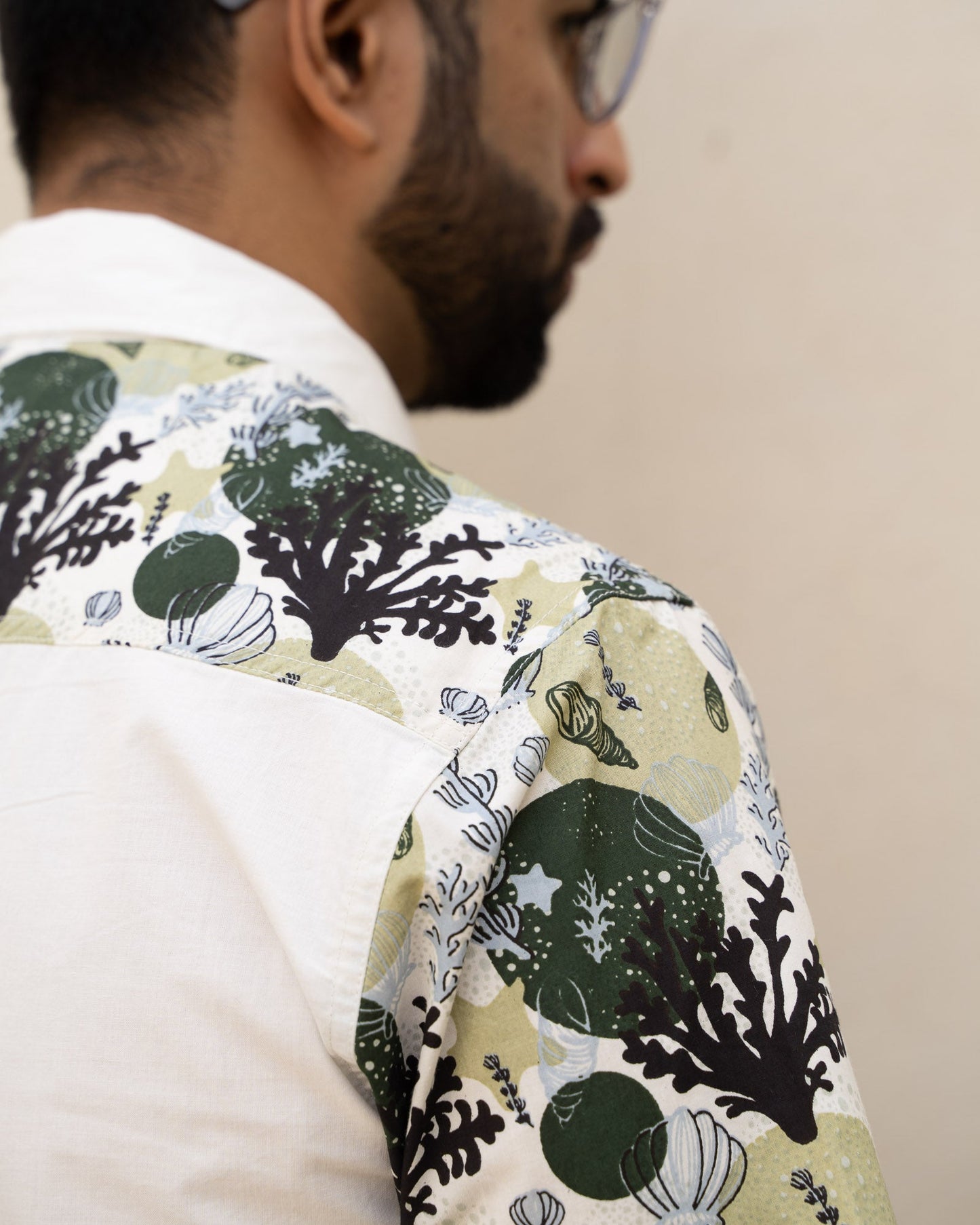 Ocean Life Olive Wheel Cotton Shirt