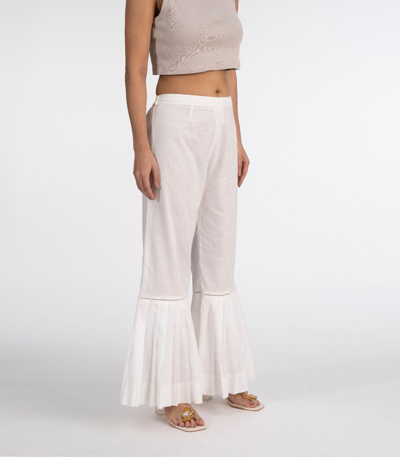 White elasticated waist pant