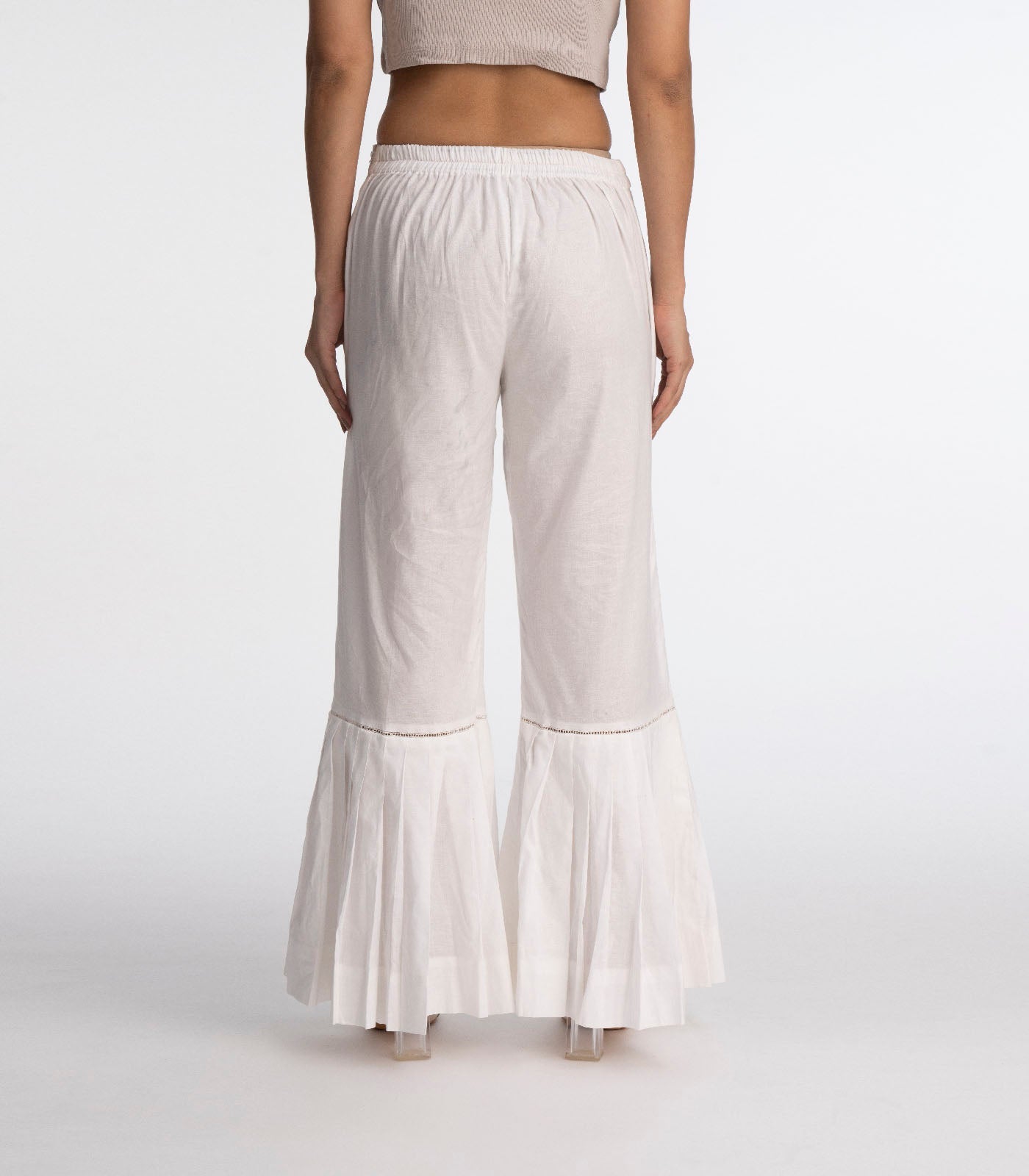 White elasticated waist pant