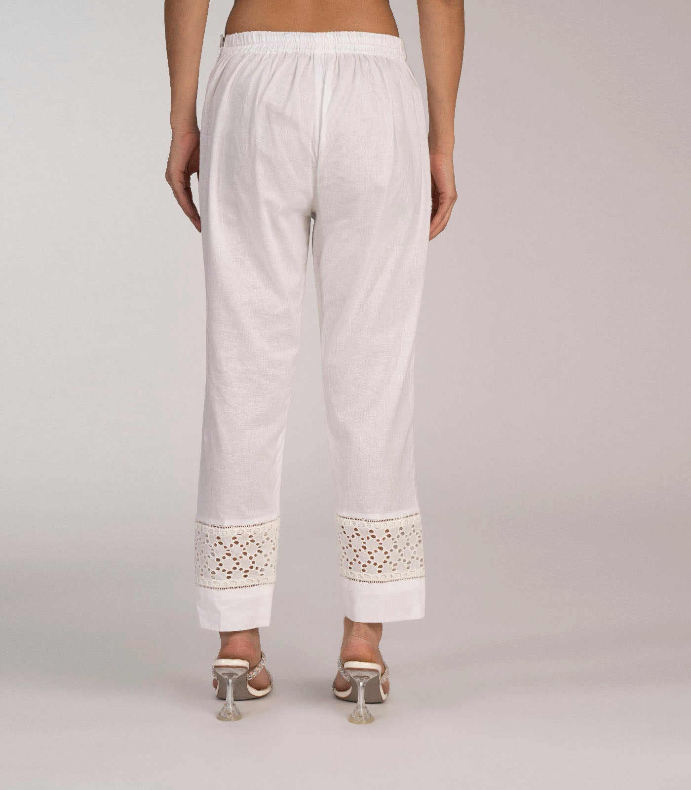 White elasticated waist pant