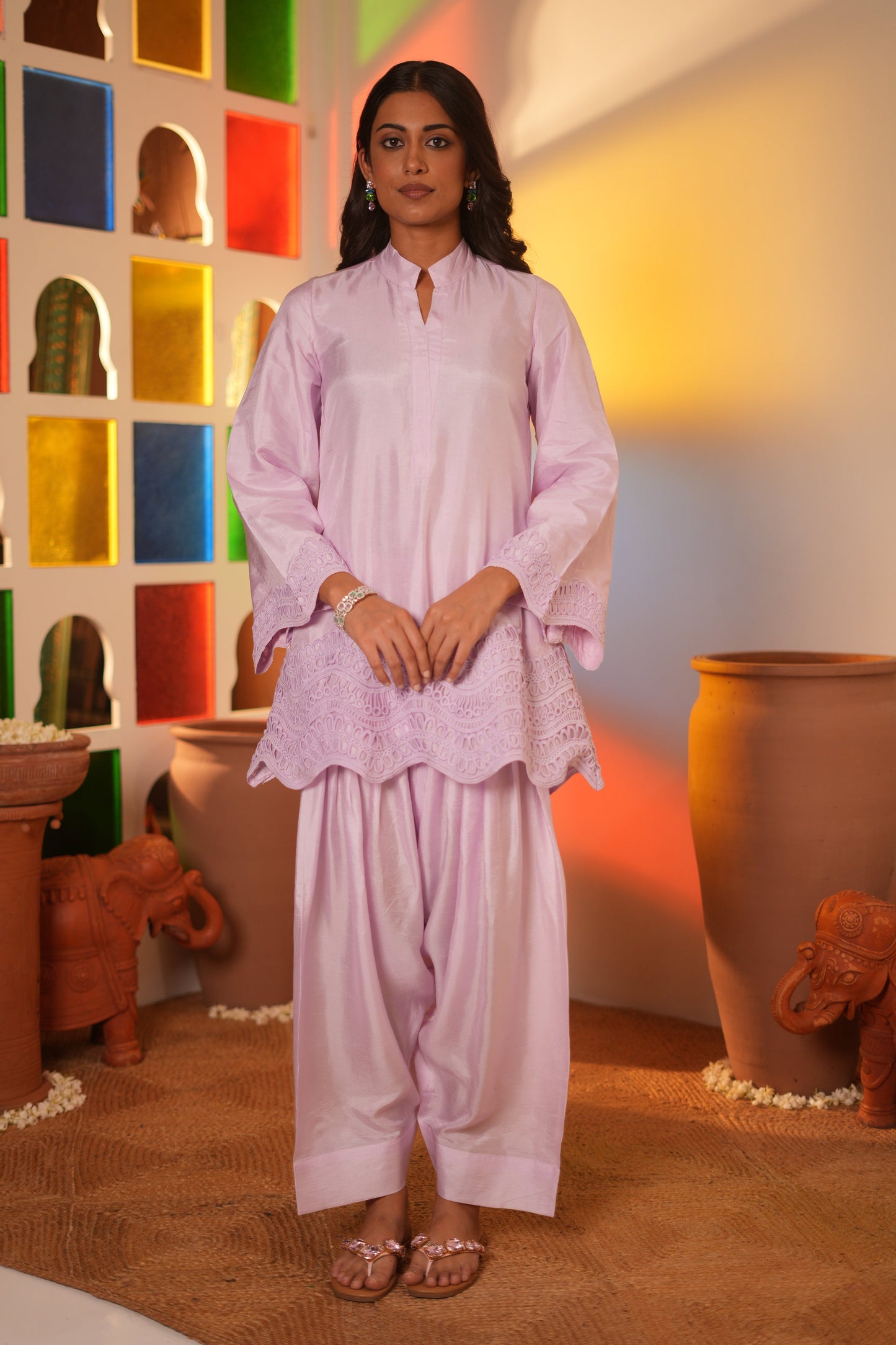 Lilac Dola Silk Farsi Salwar Set