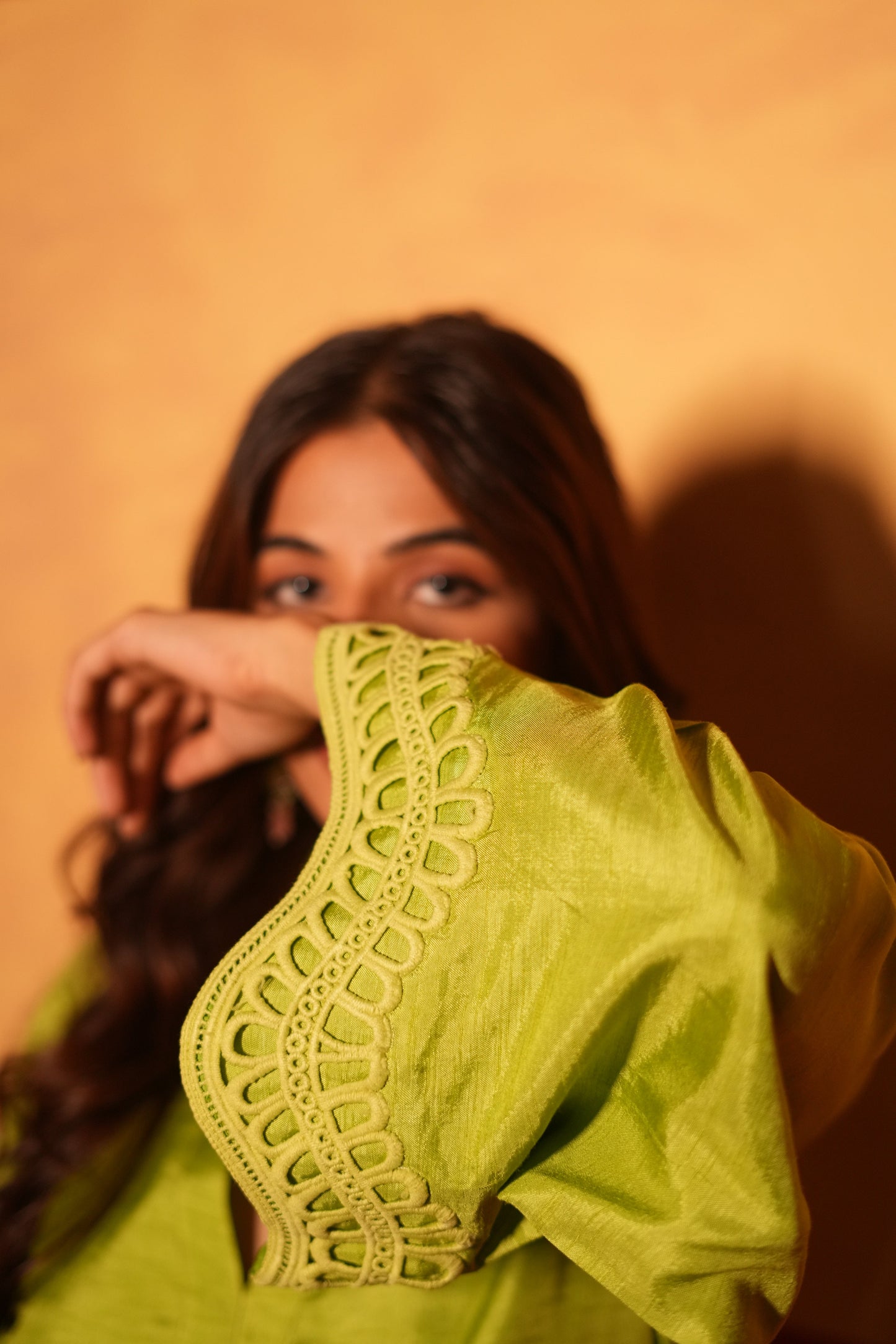 Parrot Green Dola Silk Farsi Salwar Set