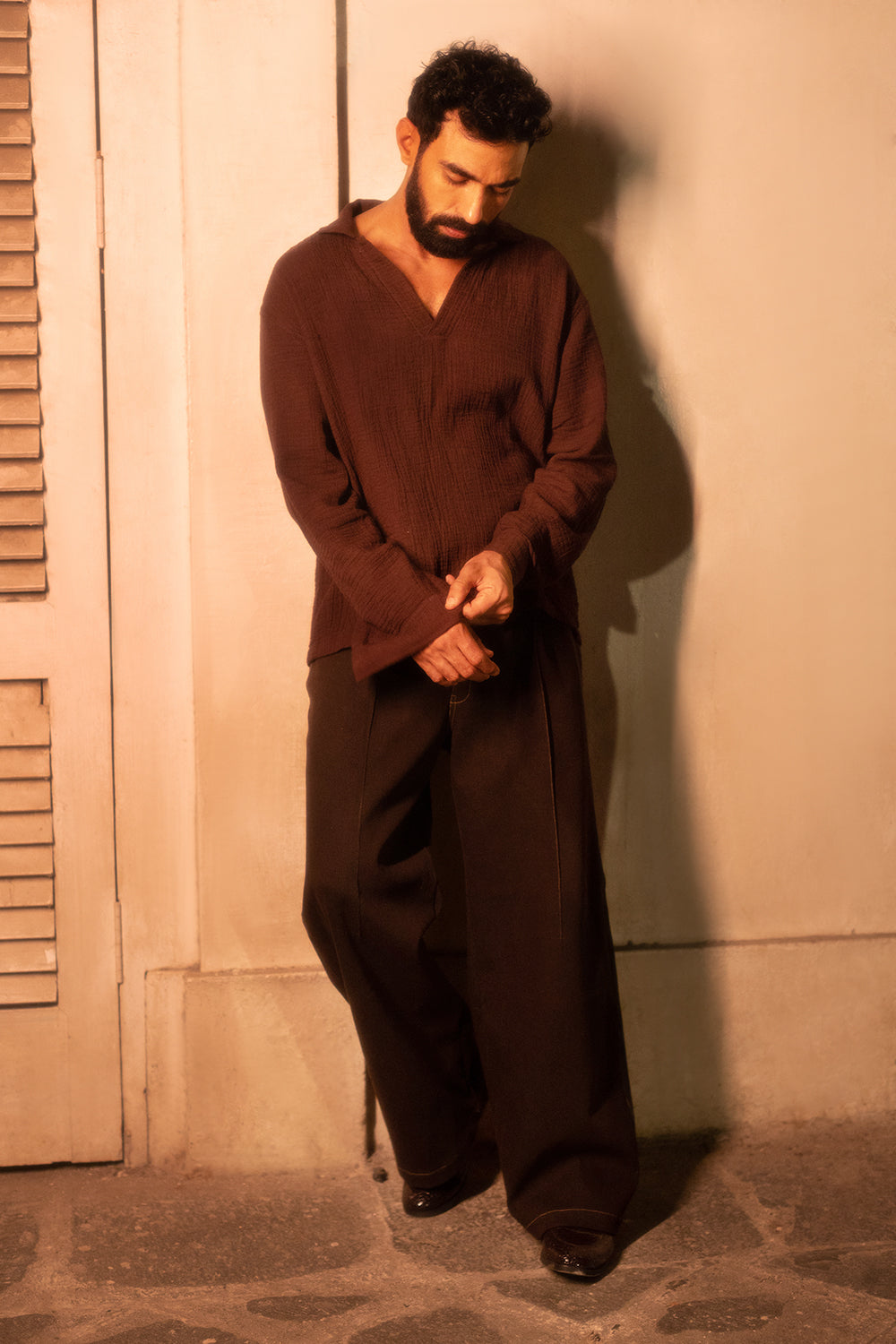 COCOA WRINKLE SHIRT