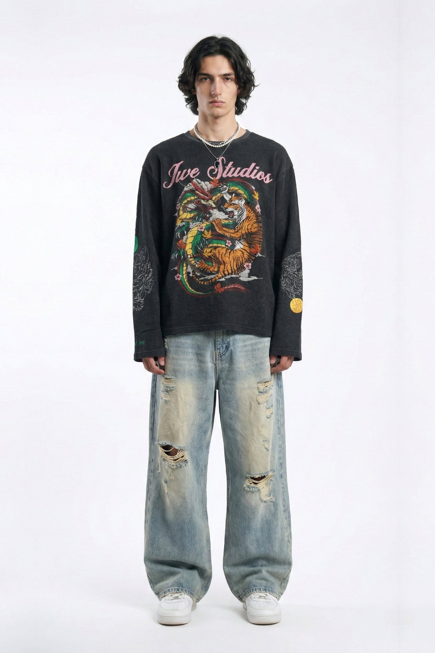 Dragon x Tiger Waffle Full Sleeve Tee