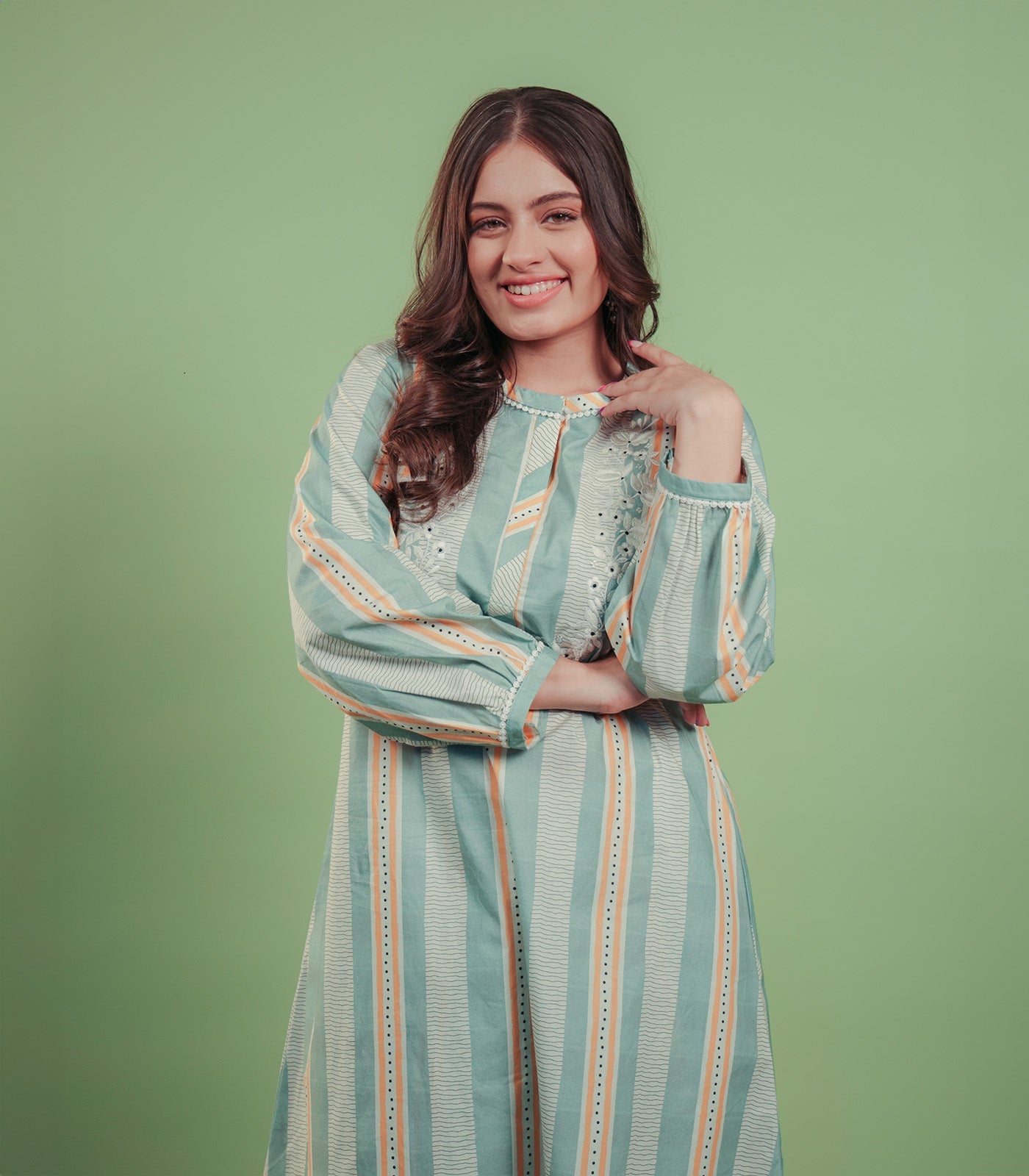 PRINTED STRIPED KURTA SET