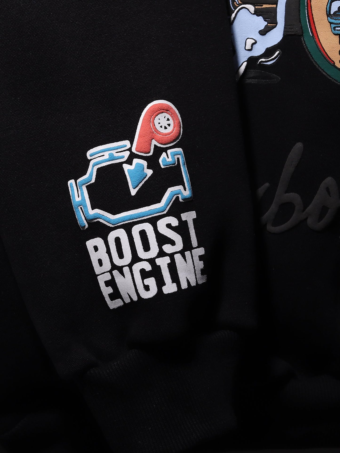 "TURBO SPEED" Jet Black Hoodie.