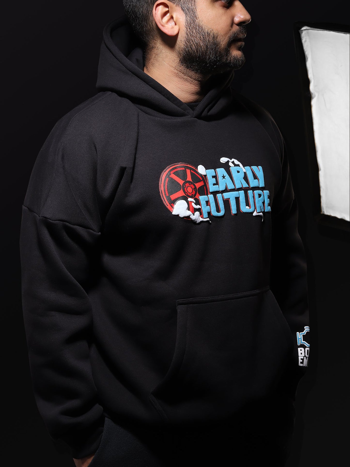 "TURBO SPEED" Jet Black Hoodie.