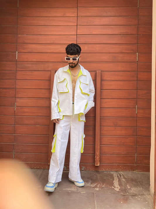 kid's river white jacket-pants set