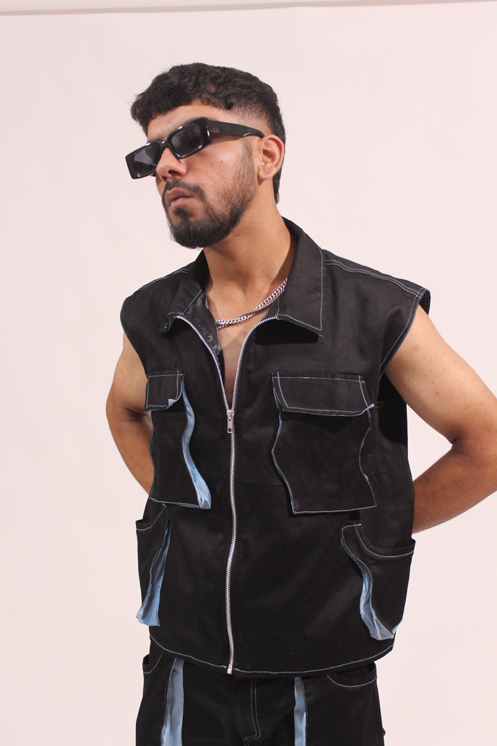 lahar jacket black sleeveless