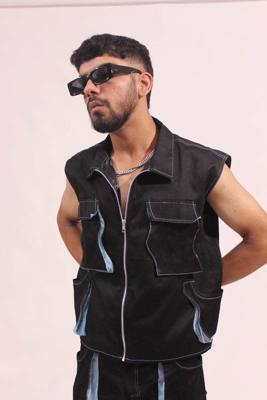 lahar jacket black sleeveless