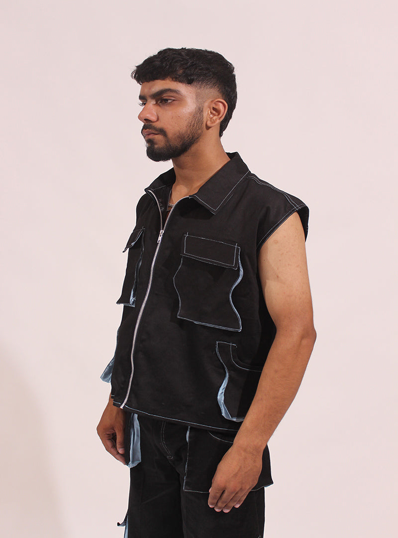 lahar jacket black sleeveless