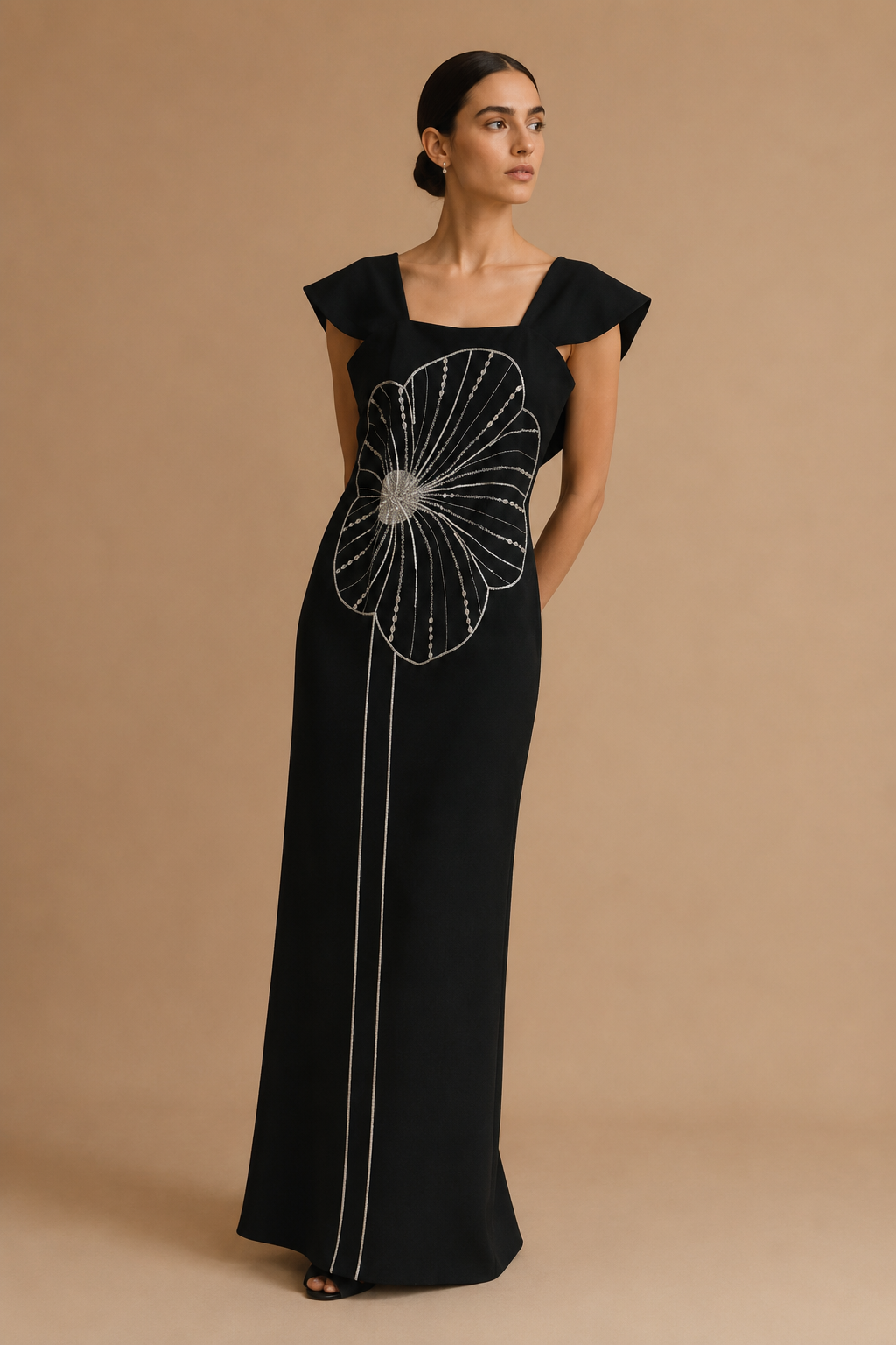 Black Flower Cocktail Dress