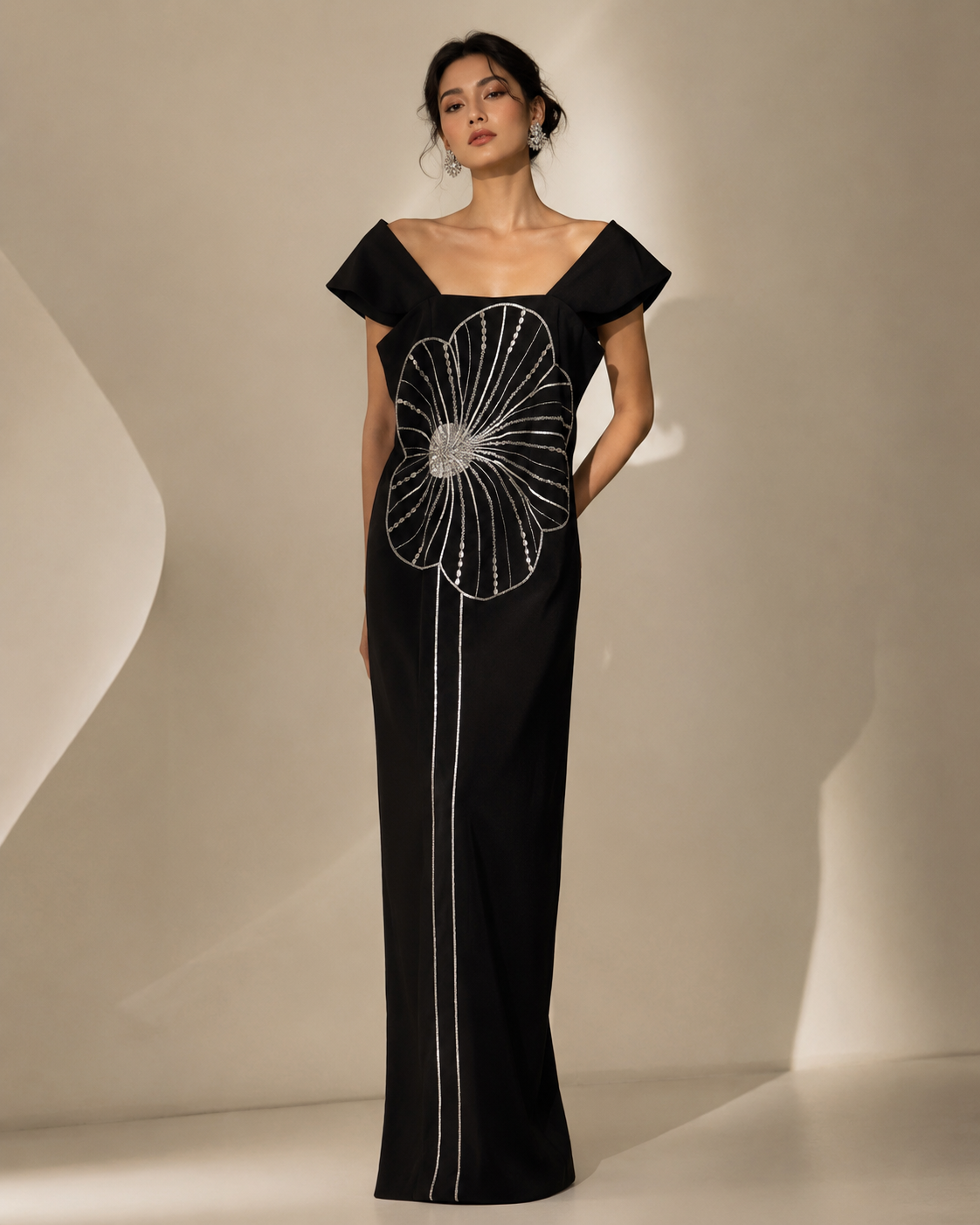 Black Flower Cocktail Dress