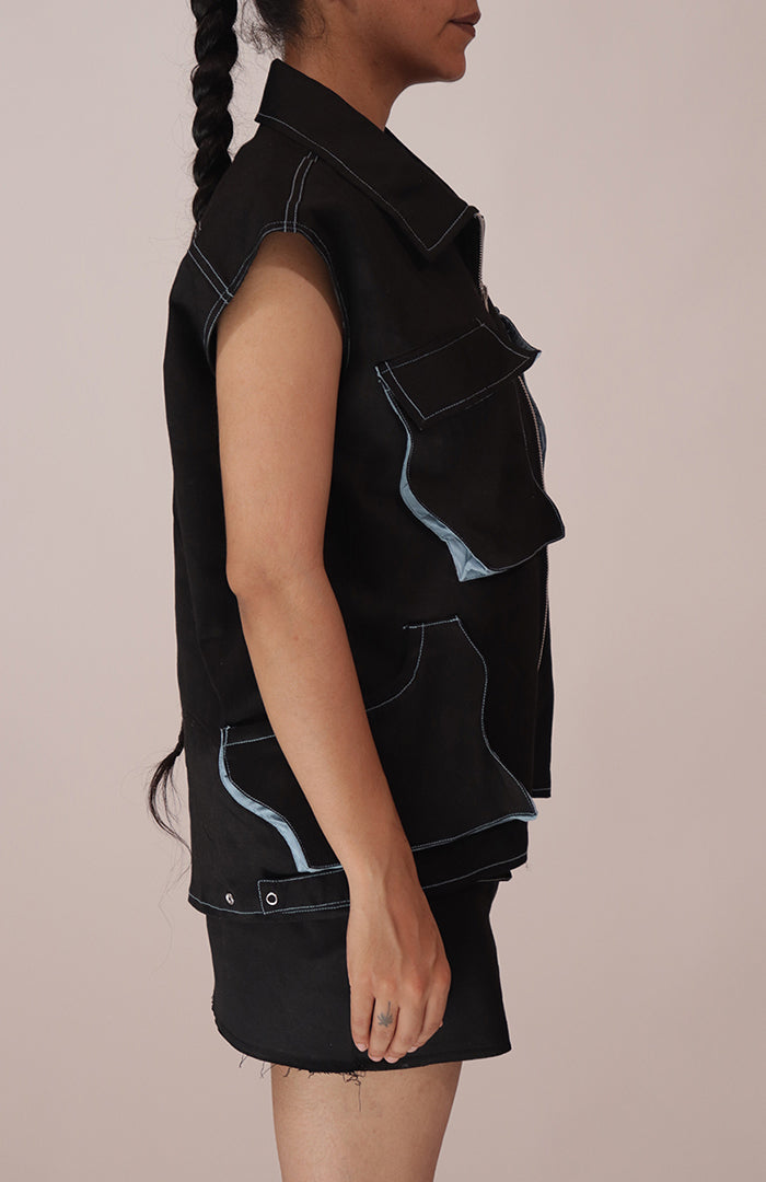 lahar black jacket skirt set