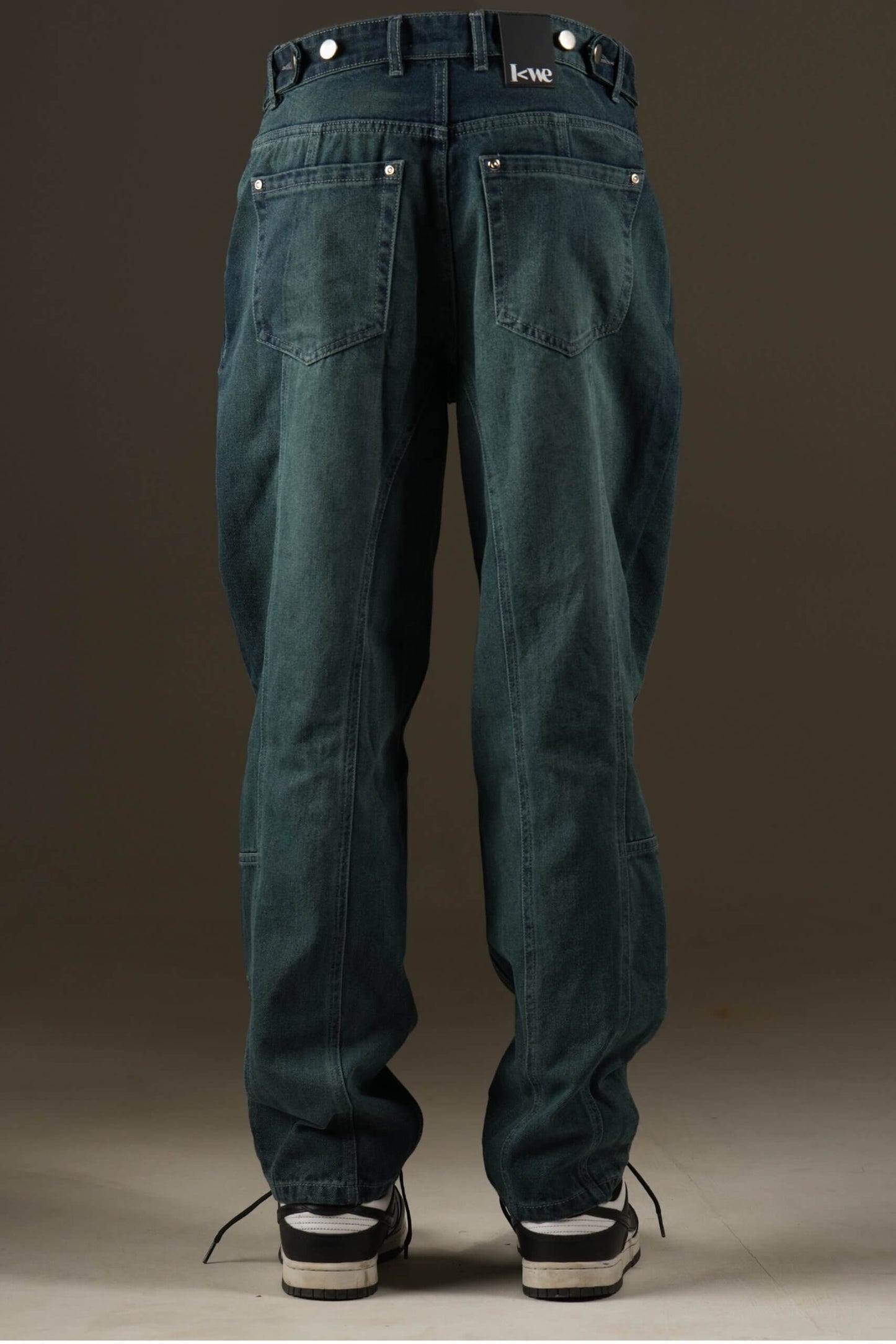 Washed Panelled Straight Fit Organic Cotton Jeans