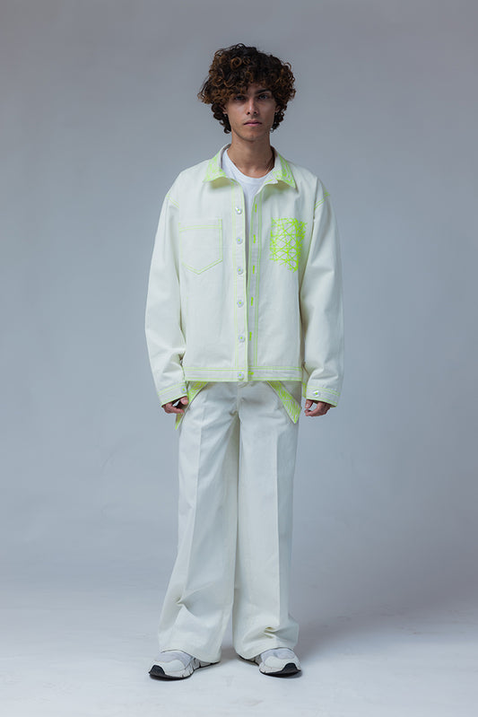 MAYAJAAL OFF-WHITE JACKET-JEANS SET