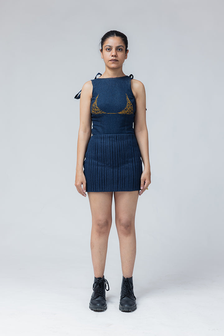 feel the beat skirt blue denim