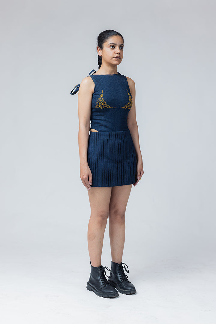 feel the beat skirt blue denim