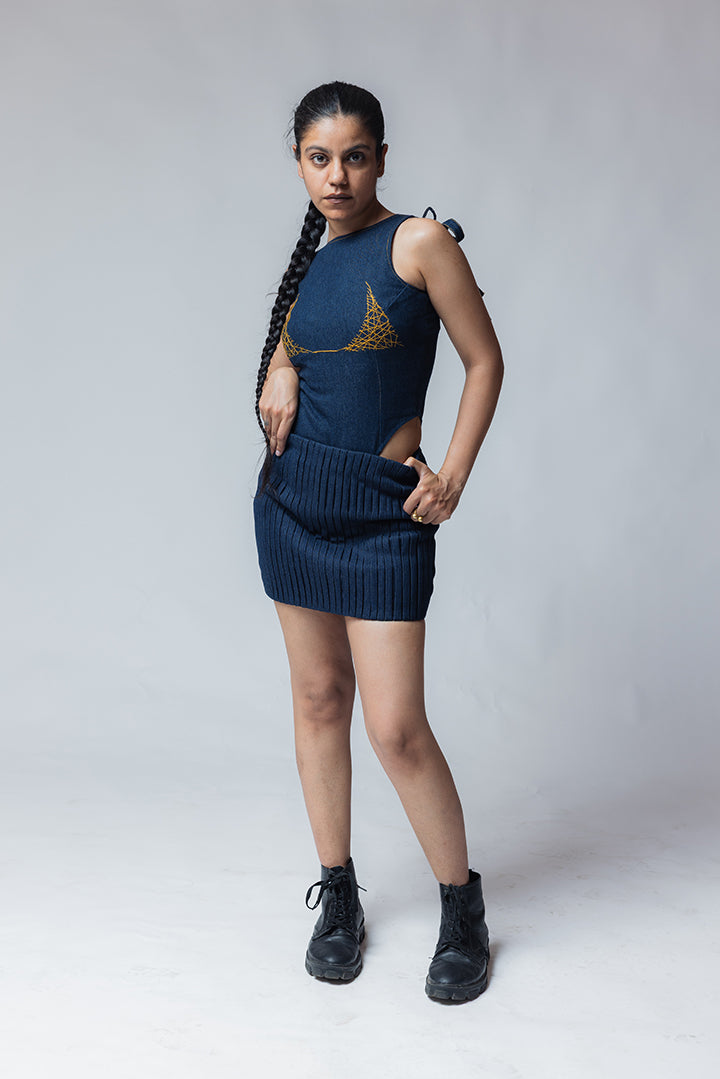 feel the beat skirt blue denim