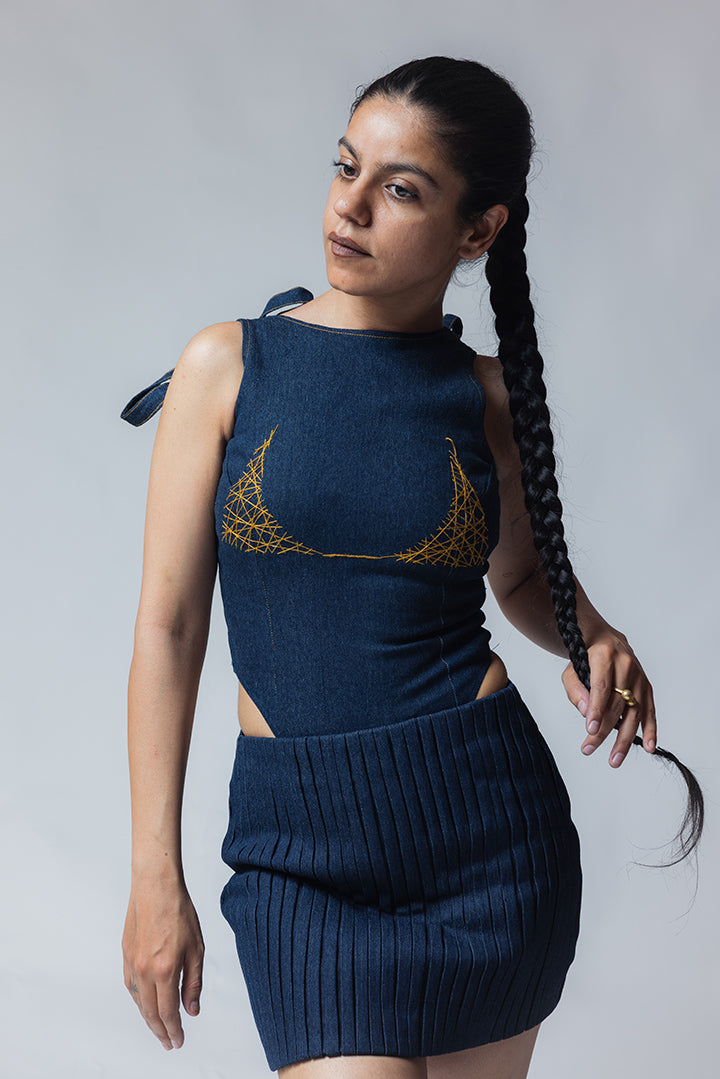 feel the beat skirt blue denim
