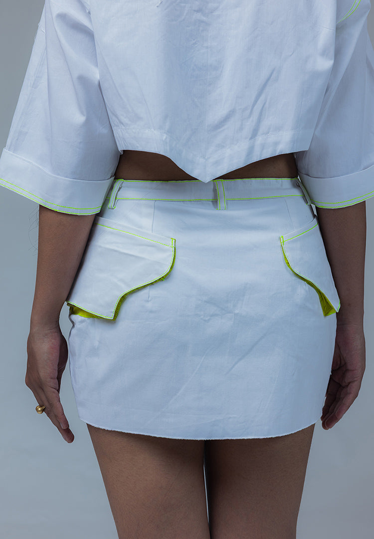 jaal crop white shirt skirt set