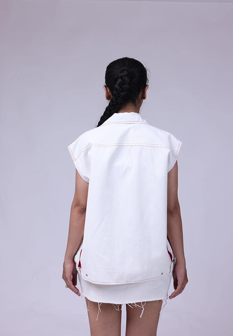 lahar off white jacket skirt set