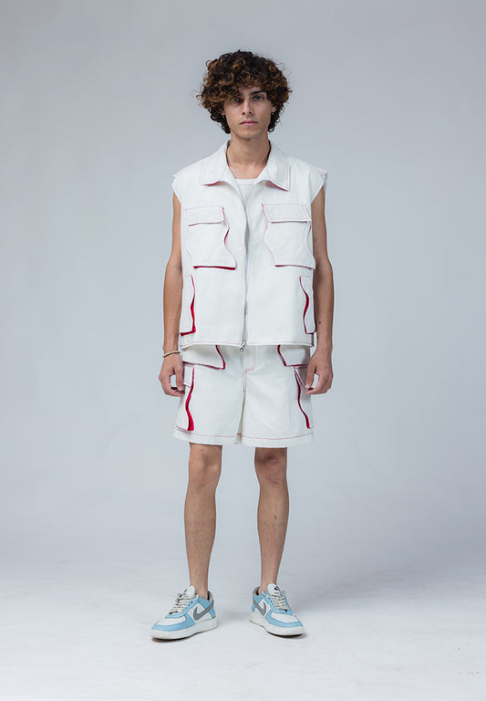 lahar off white jacket shorts set