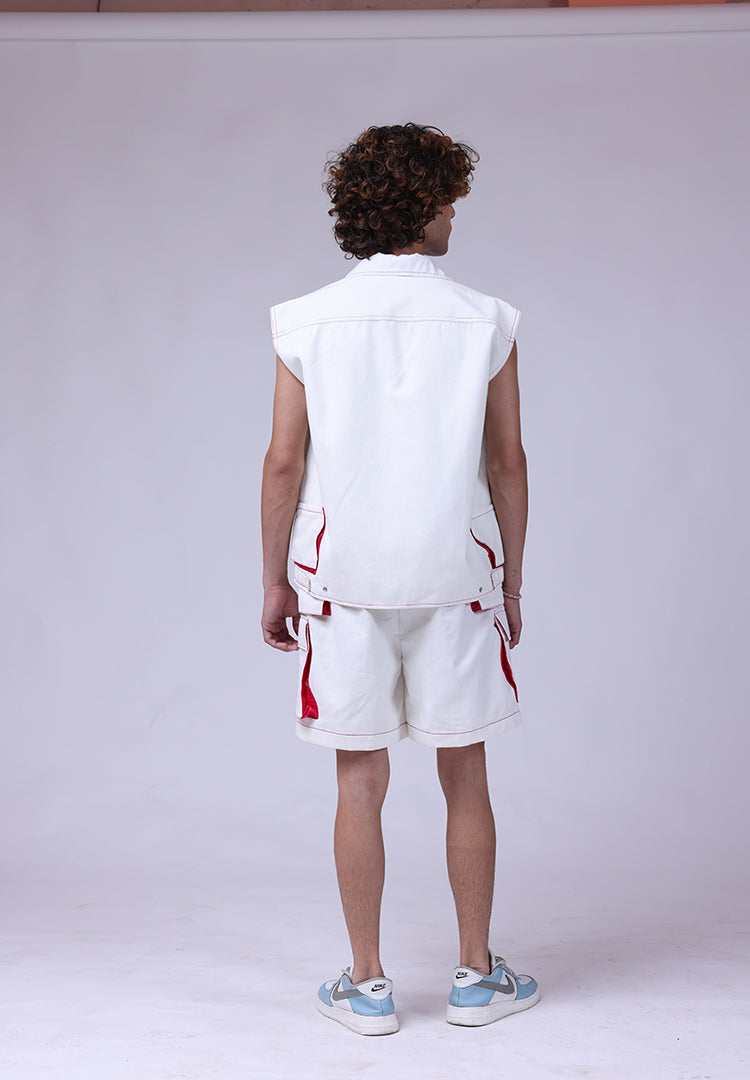 lahar off white jacket shorts set