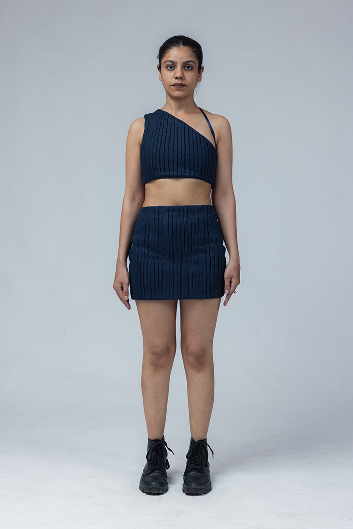 feel the beat top-skirt set blue denim