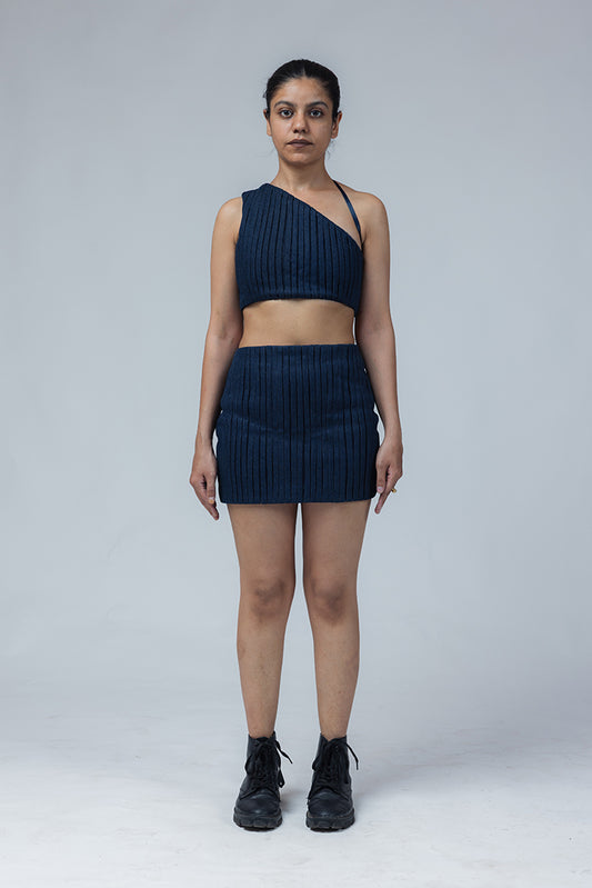 feel the beat top-skirt set blue denim