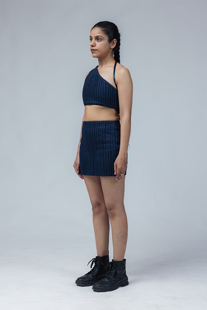 feel the beat top-skirt set blue denim