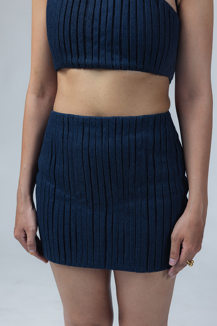 feel the beat top-skirt set blue denim
