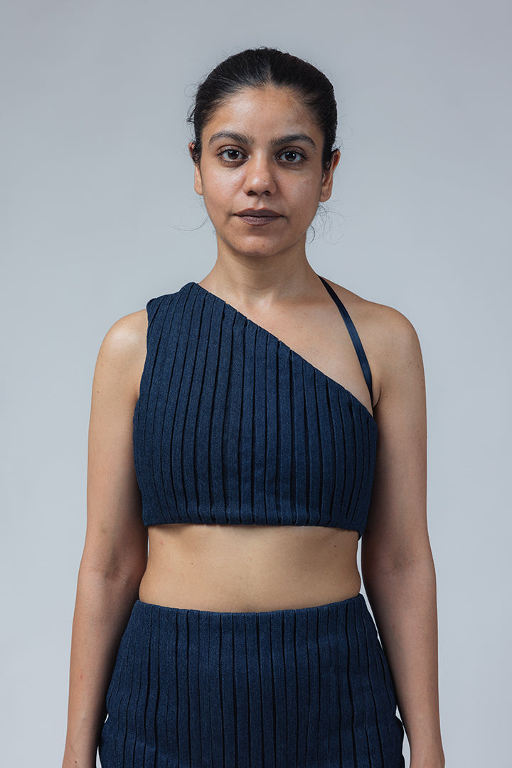 feel the beat top-skirt set blue denim