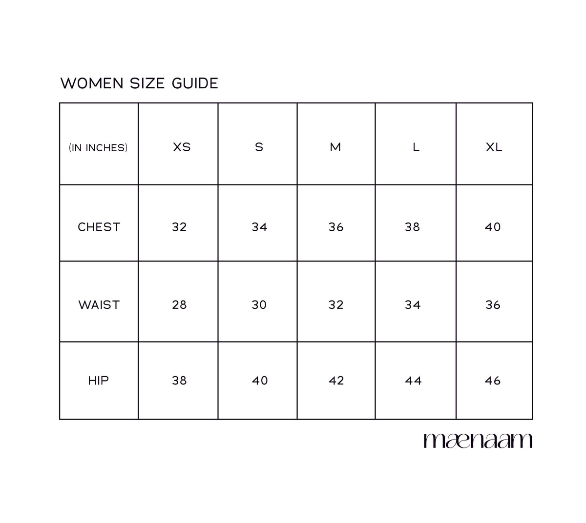 Size chart