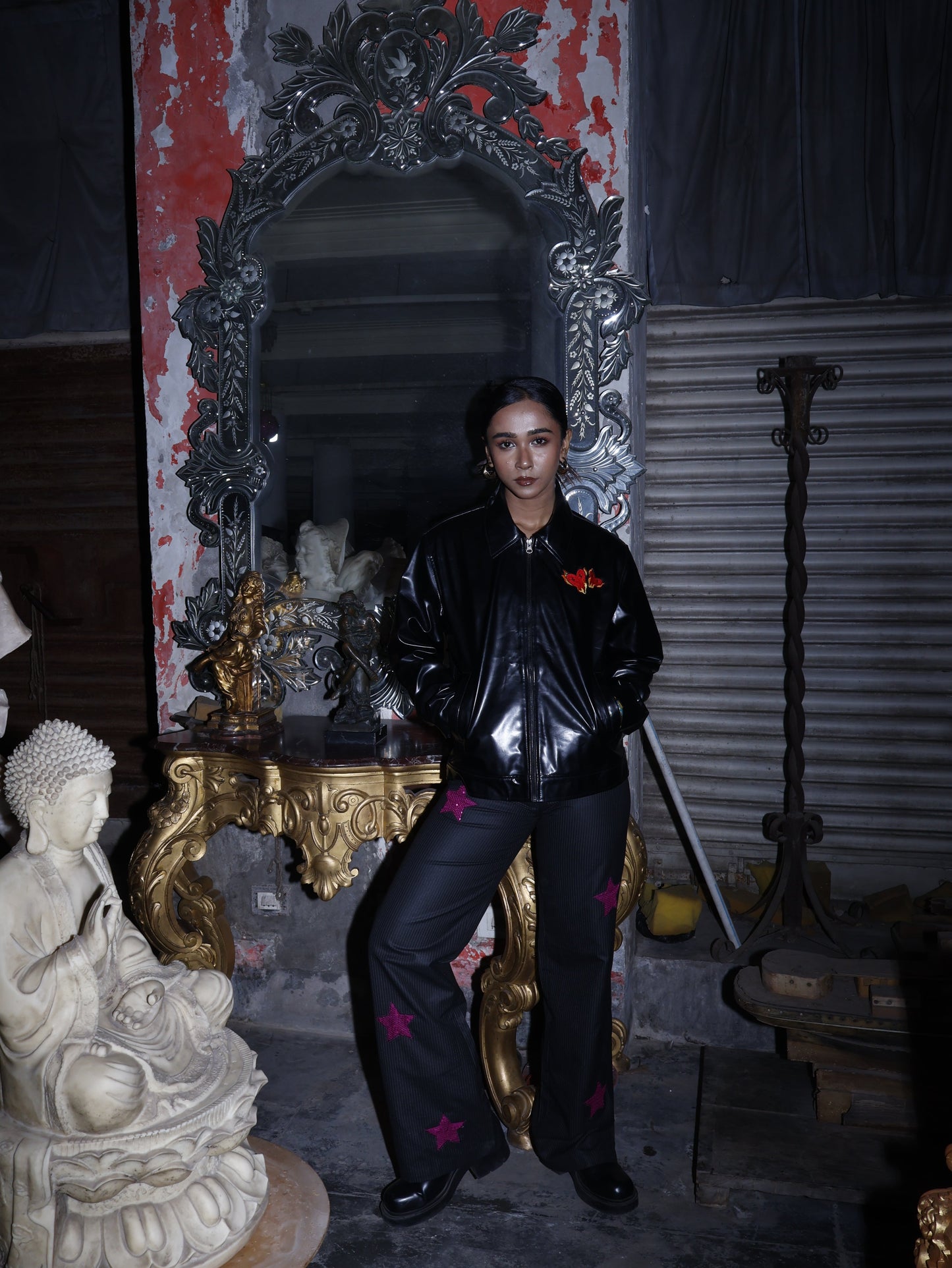 twin flames leather jacket